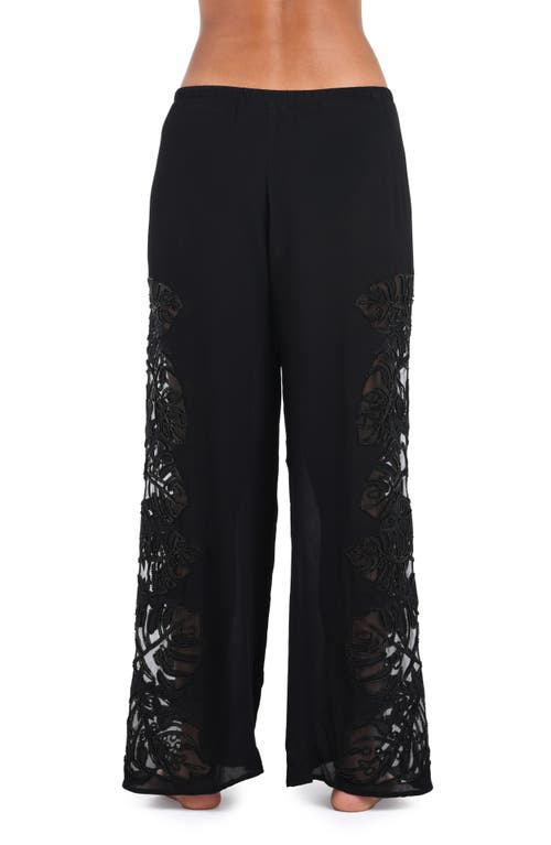 L Agence L'agence Geraldine Monstera Cover-up Wide Leg Pants In Black