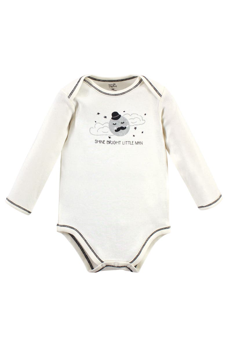 Touched by Nature 5Pk Long Sleeve Organic Bodysuits, Alternate, color, Mr. Moon