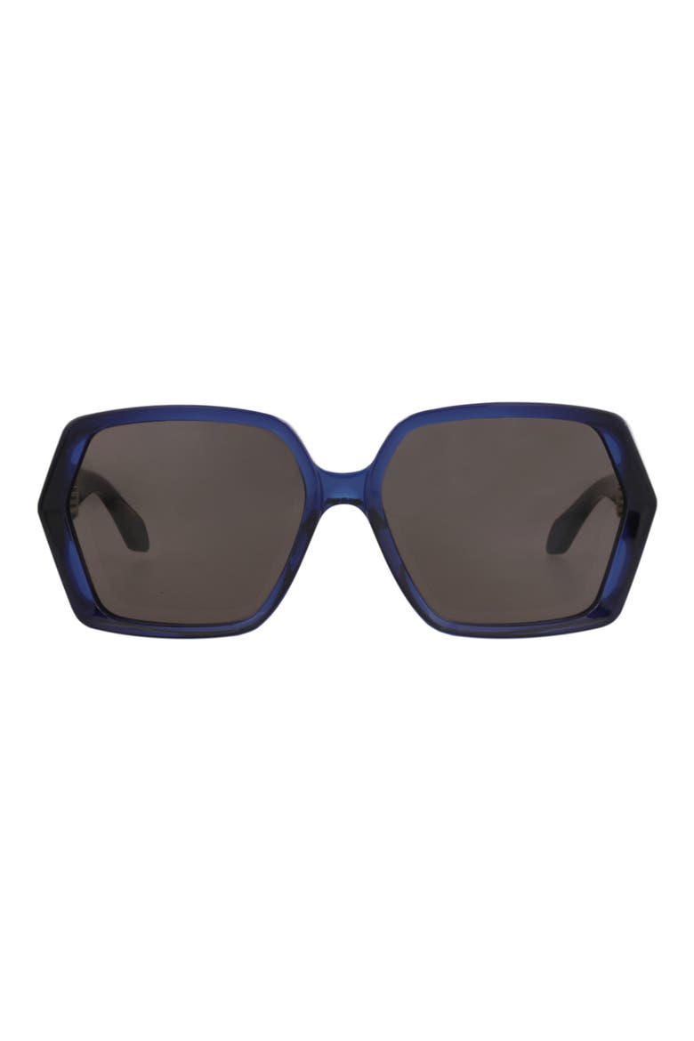 60mm Polarized Square Sunglasses, Main, color, BLUE BLUE GREY