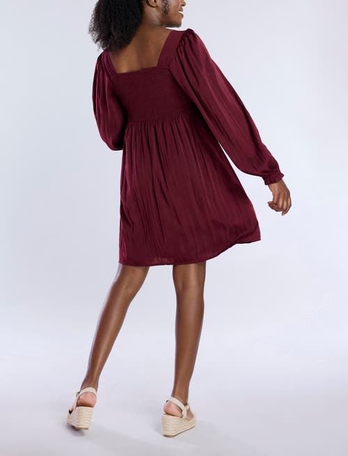 MOTHERHOOD MATERNITY MOTHERHOOD MATERNITY SMOCKED BABYDOLL LONG SLEEVE MINI DRESS