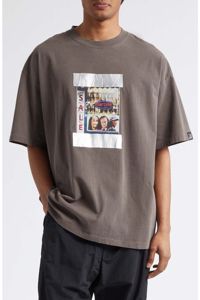 Oversize Cotton Graphic T-Shirt, Main, color, BROWN WASHED