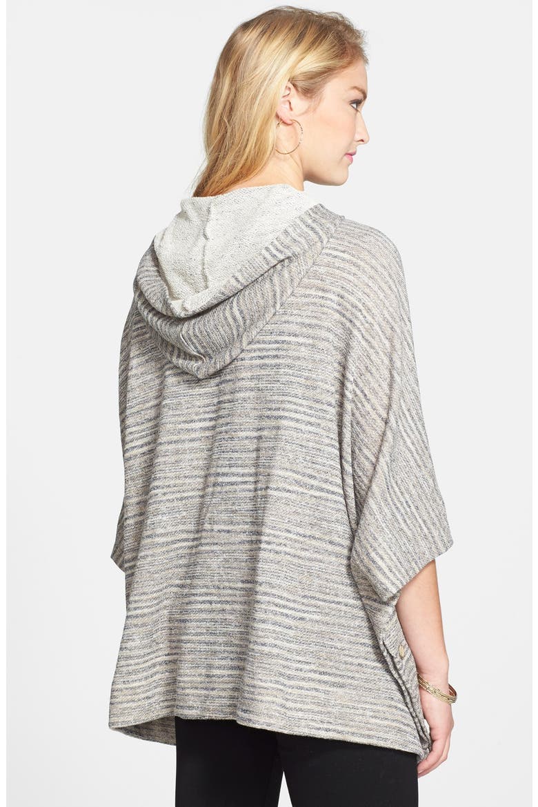 Chloe K Stripe Hooded Poncho Sweatshirt, Alternate, color, HEATHER GREY