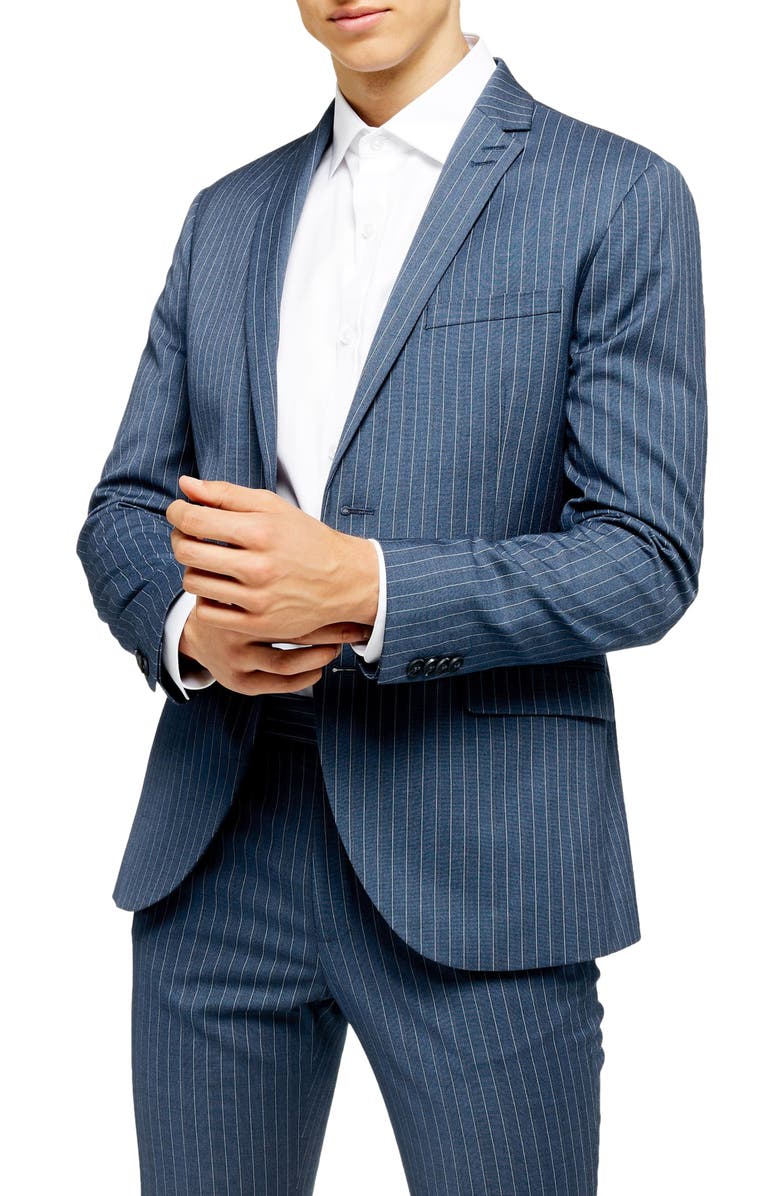 Topman Felix Pinstripe Super Skinny Suit Jacket, Main, color,