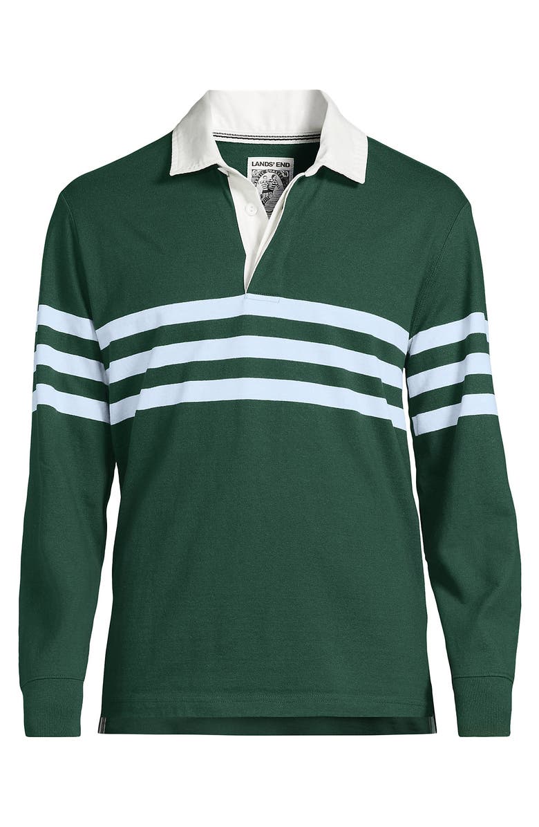 Lands' End Long Sleeve Rugby Shirt, Alternate, color, Norway Spruce Stripe