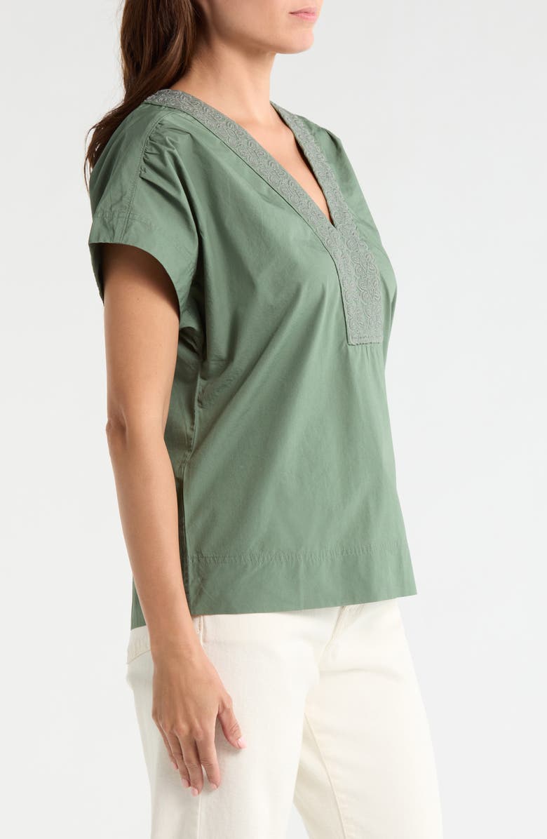 Tommy Bahama Oceana Isle Embroidered Cotton Popover Top, Alternate, color, Dark Jade