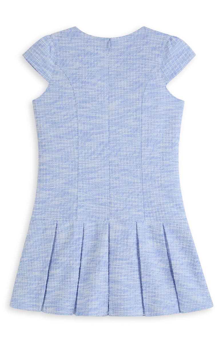 Scotch & Soda Kids' Pleated Bouclé Tweed Dress, Alternate, color, Light Blue