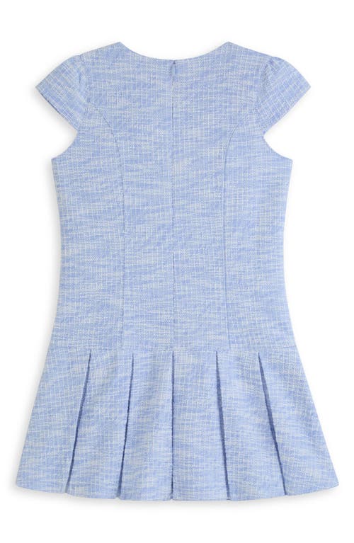 Scotch & Soda Kids' Pleated Bouclé Tweed Dress In Blue