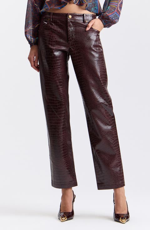 Croc Embossed Faux Leather Pants