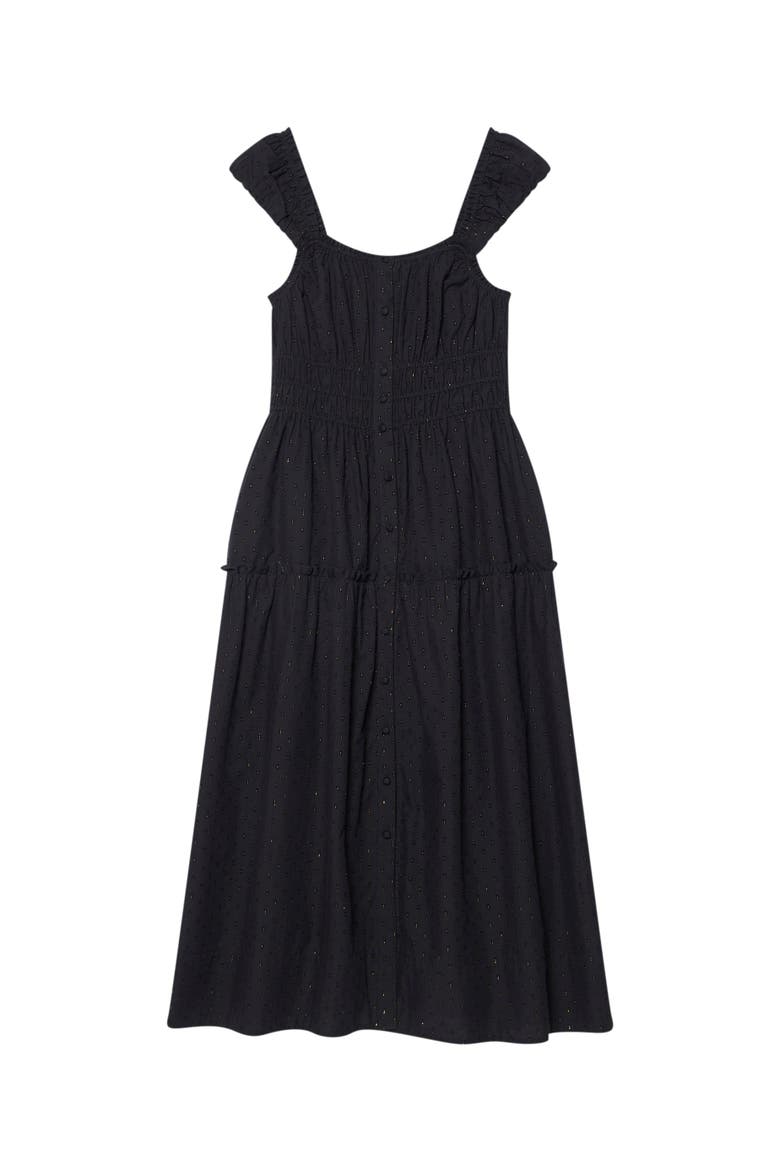 Cotton Blend Textured Midi Dress, Alternate, color, Black