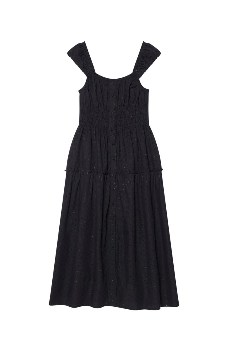 MINT VELVET Cotton Blend Textured Midi Dress, Alternate, color, Black