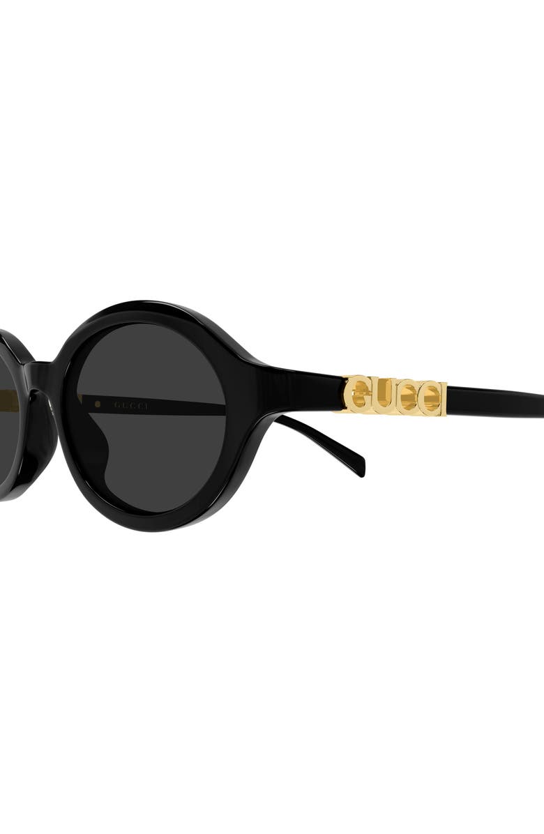Gucci 51mm Round Sunglasses, Alternate, color, Black