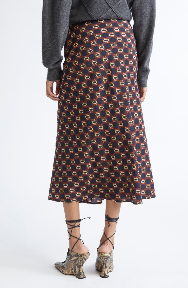 Dries Van Noten Smila Tie Print Gathered Silk Maxi Skirt, Alternate, color, Navy