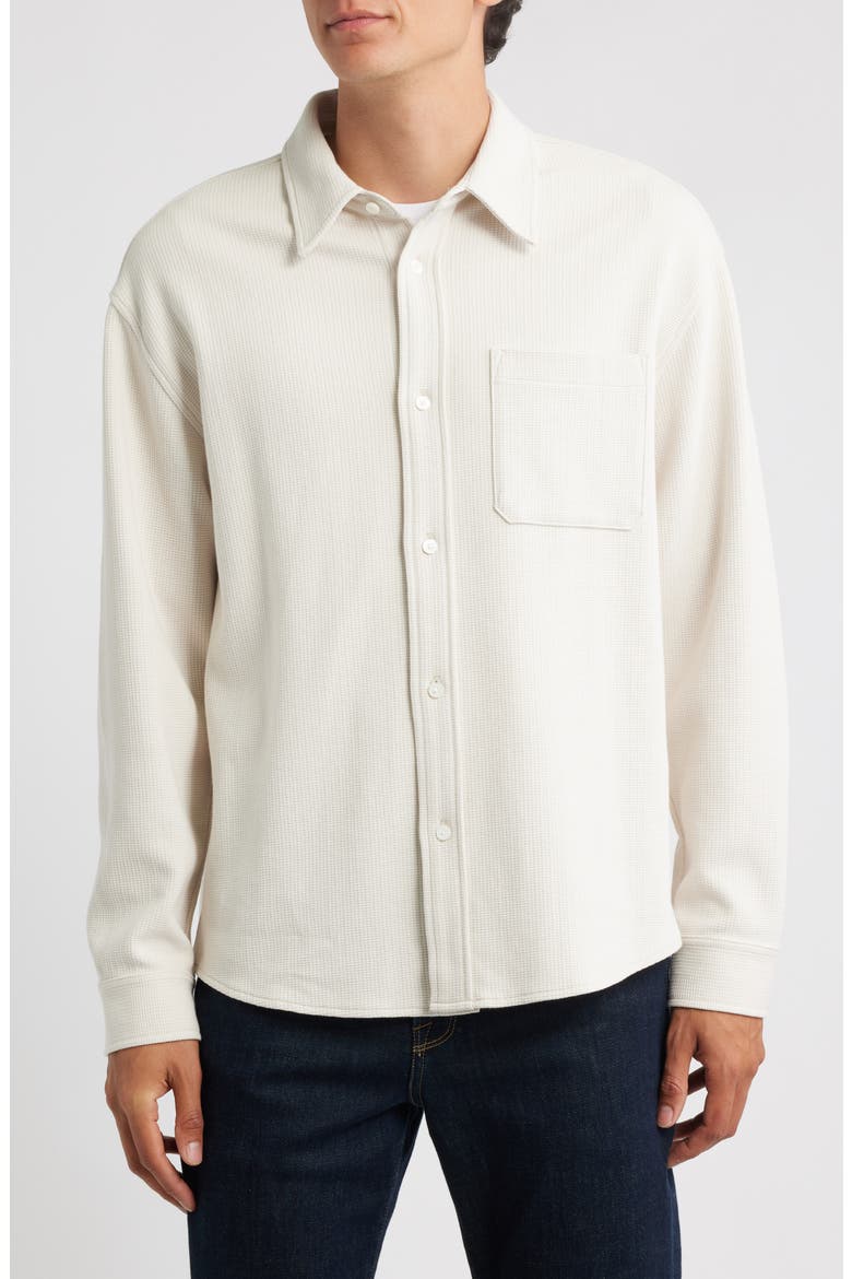 Waffle Textured Button-Up Shirt, Alternate, color, WARM WHITE