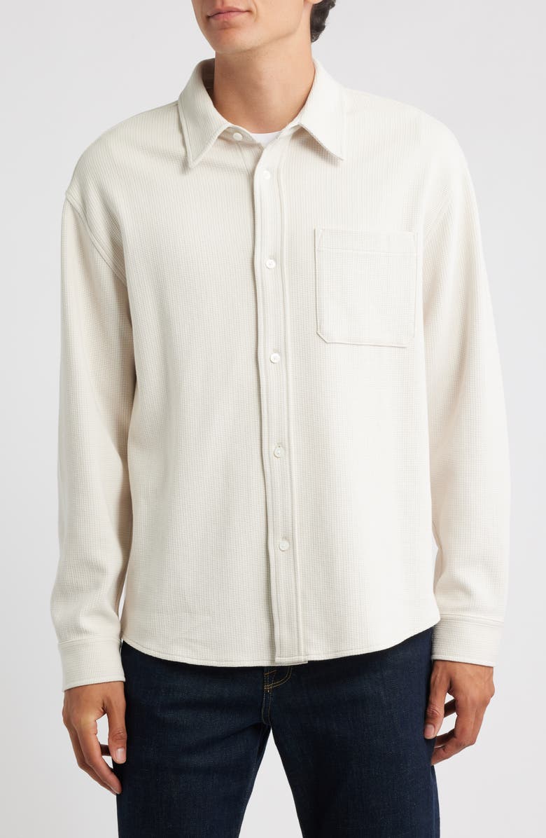FRAME Waffle Textured Button-Up Shirt, Alternate, color, Warm White