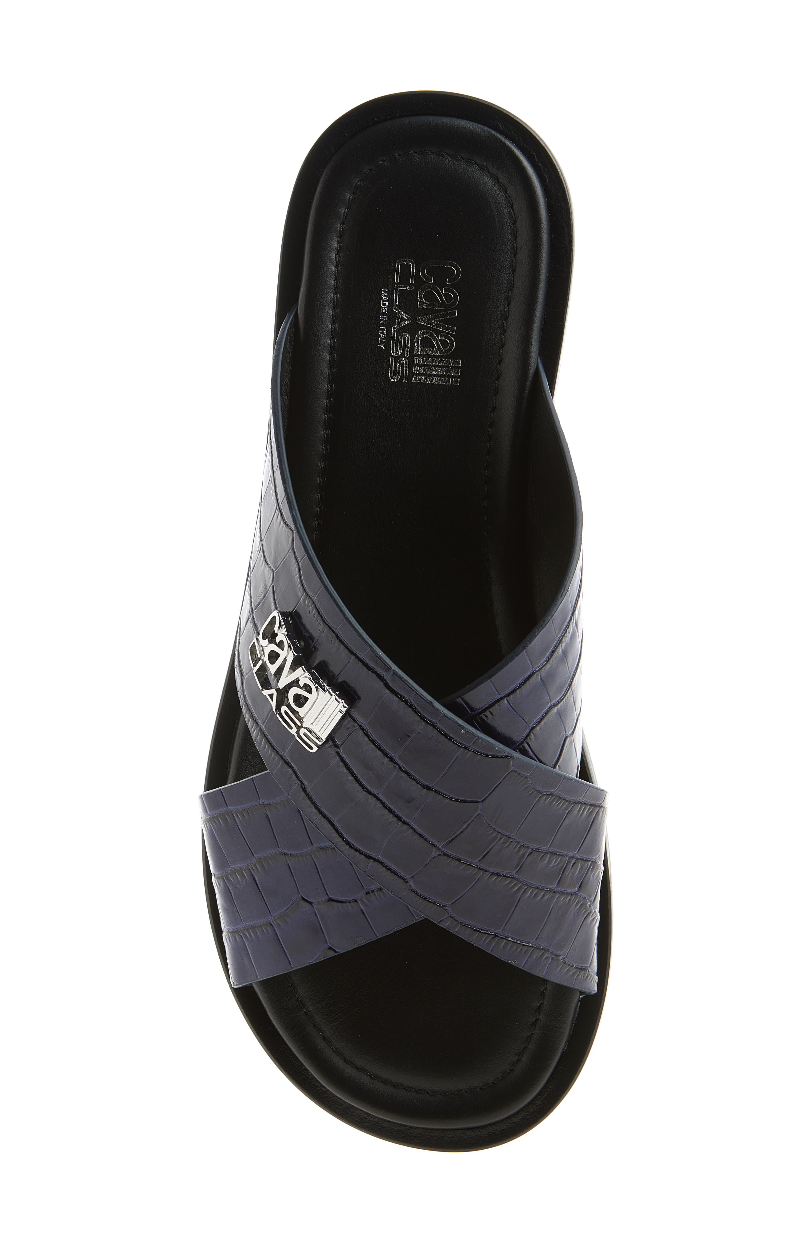 Roberto Cavalli Crisscross Strap Slide Sandal, Alternate, color, Blue