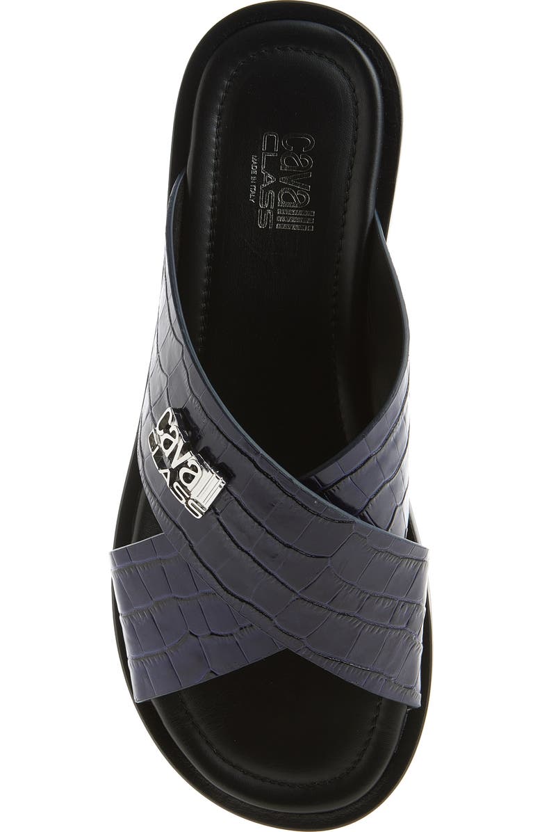 Roberto Cavalli Crisscross Strap Slide Sandal, Alternate, color, Blue