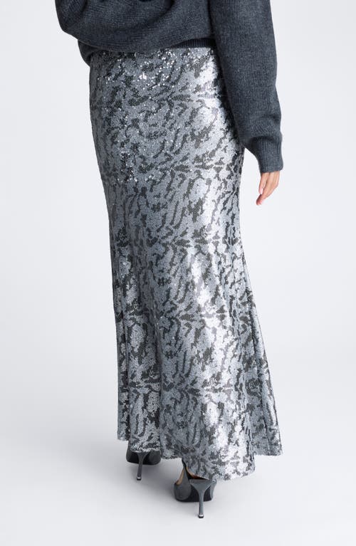 Kenneth Cole Metallic Bias Cut Maxi Skirt In Silver Multi