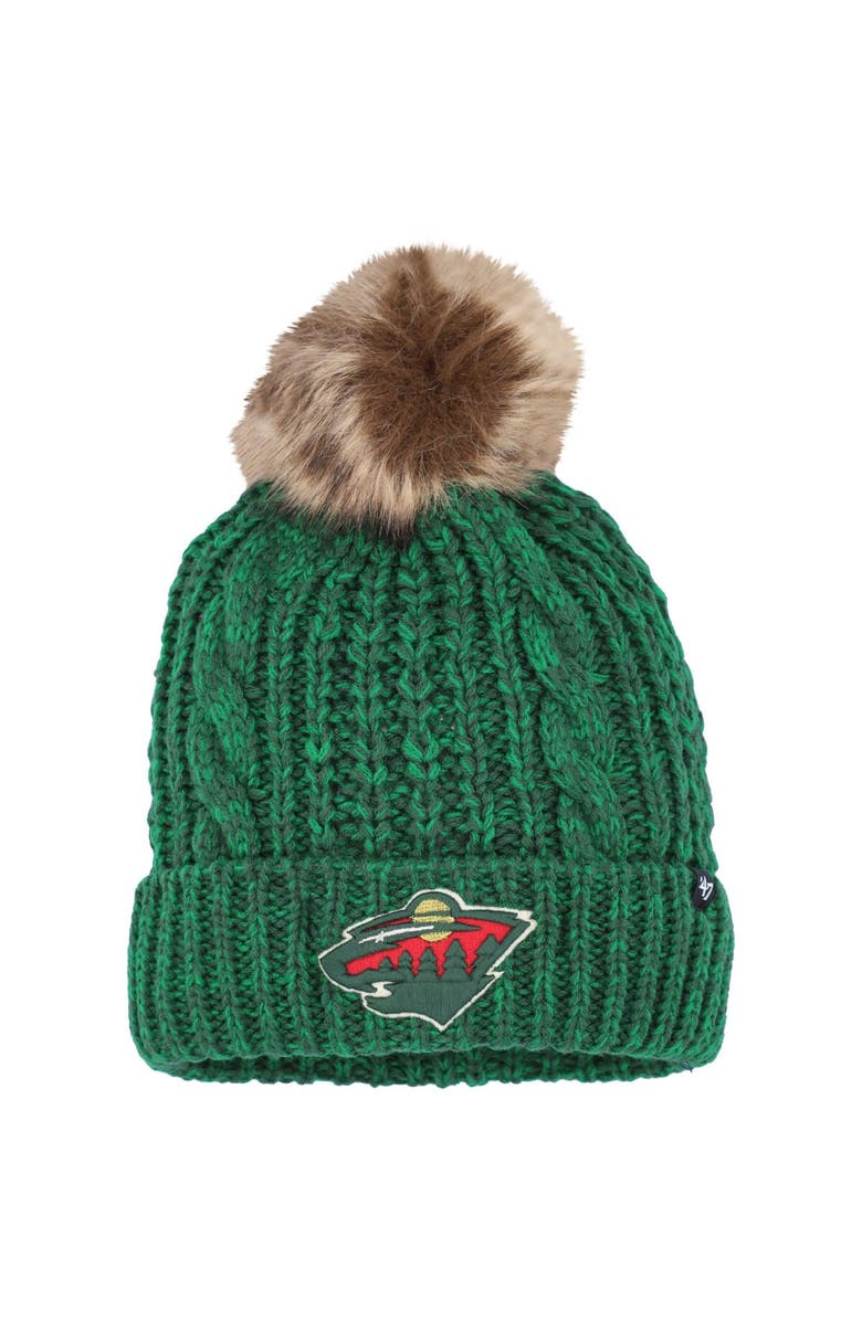 '47 Women's '47 Green Minnesota Wild Meeko Cuffed Knit Hat with Pom, Main, color, Green