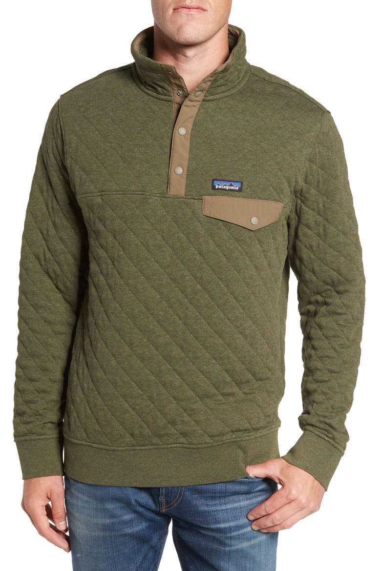 Snap-T® Quilted Fleece Pullover, Main, color, INDUSTRIAL GREEN