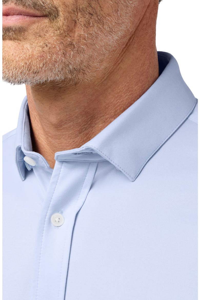 Newport Solid Short Sleeve Knit Cotton Blend Button-Up Shirt, Alternate, color, CLOUD BLUE