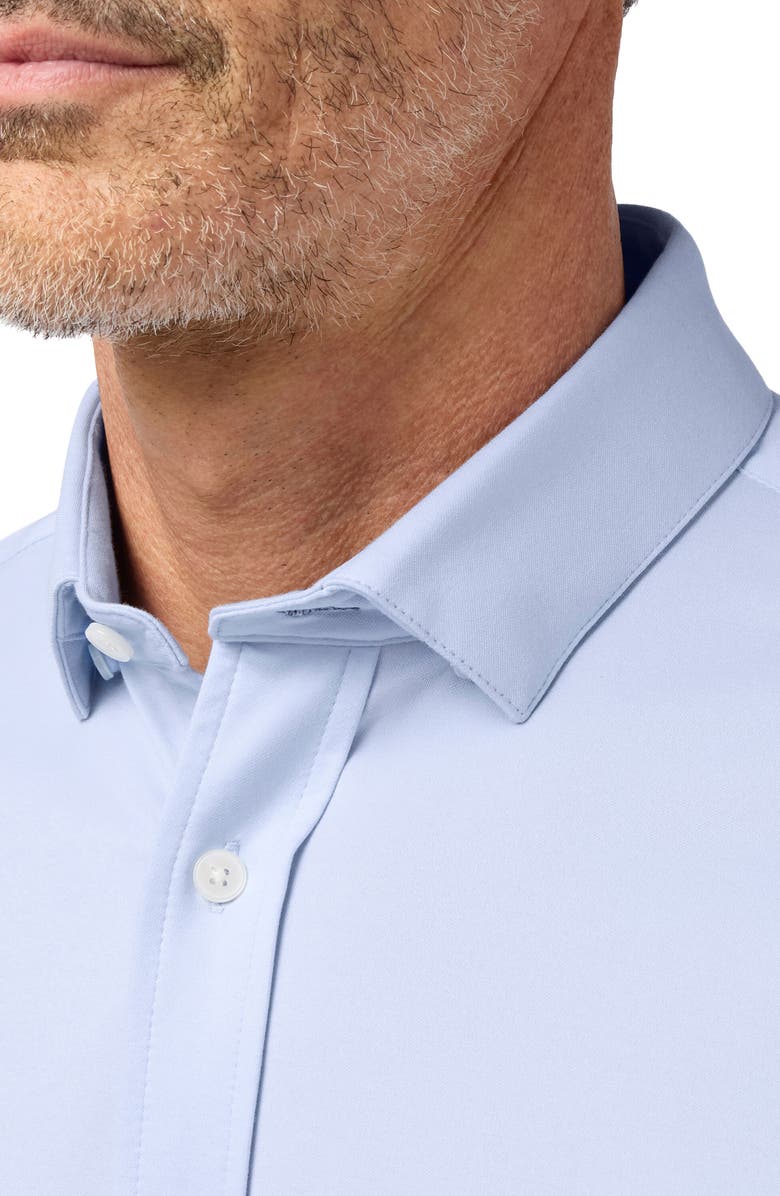 Mizzen+Main Newport Solid Short Sleeve Knit Cotton Blend Button-Up Shirt, Alternate, color, Cloud Blue