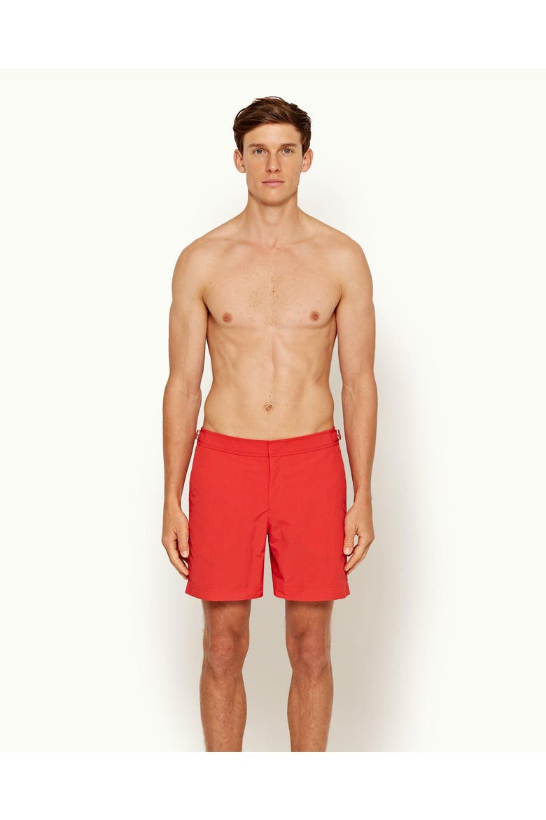 Bulldog Swim Shorts, Alternate, color, RESCUE RED