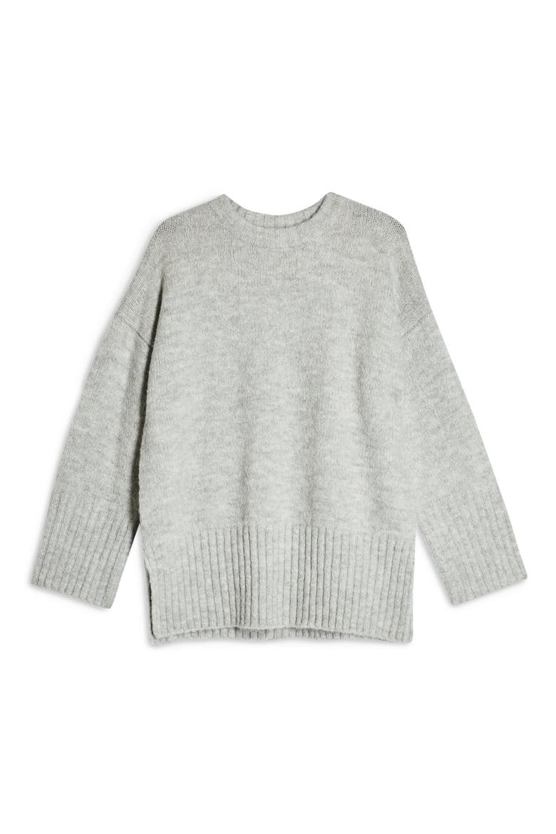 Supersoft Deep Hem Crewneck Sweater, Alternate, color, GREY MARL