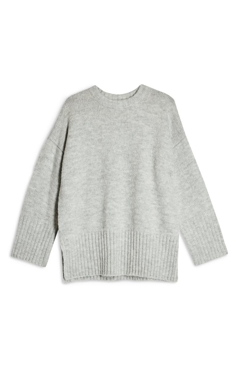 Topshop Supersoft Deep Hem Crewneck Sweater, Alternate, color, 