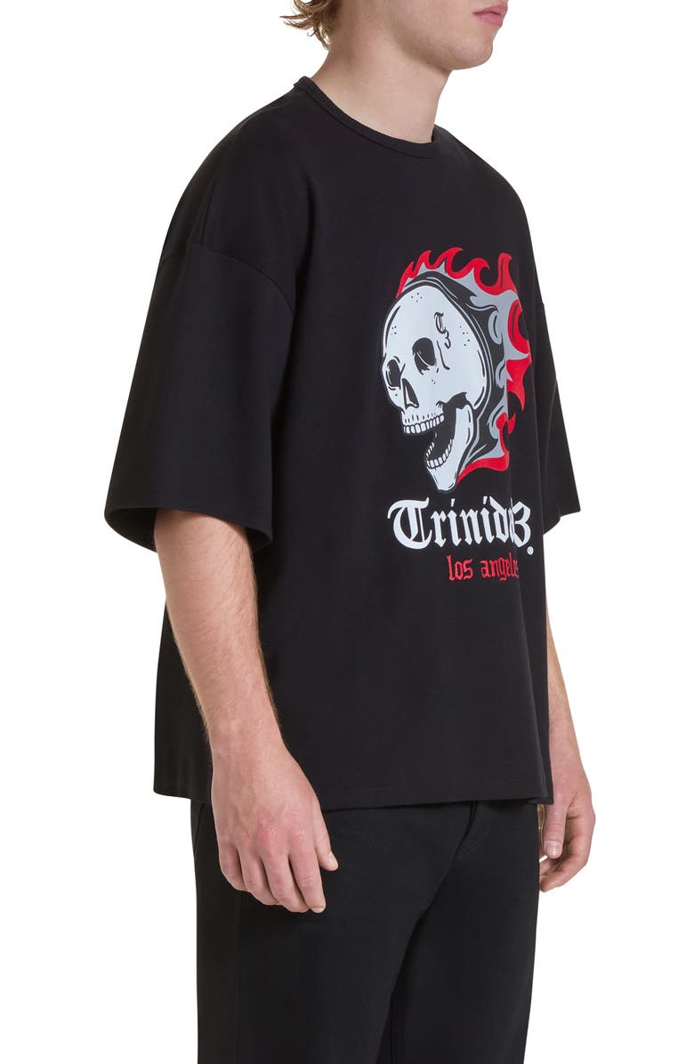 Trinidad3 Flaming Skull Cotton Graphic T-Shirt, Alternate, color, 