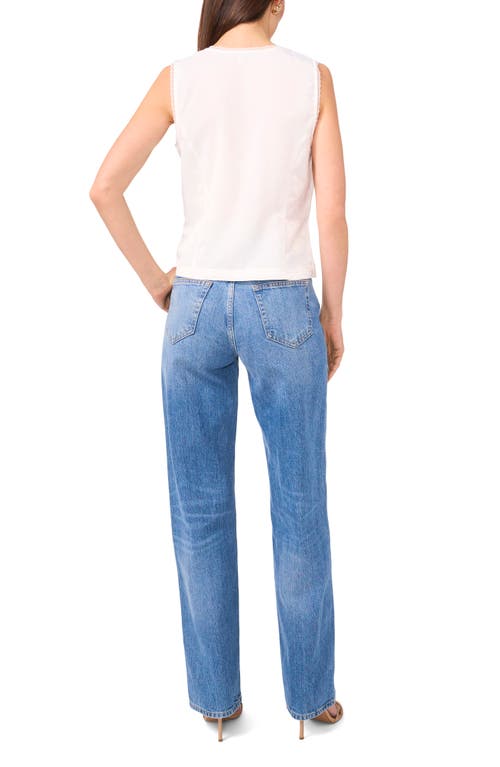 1.state Crinkle Overlay Blouse In Ultra White