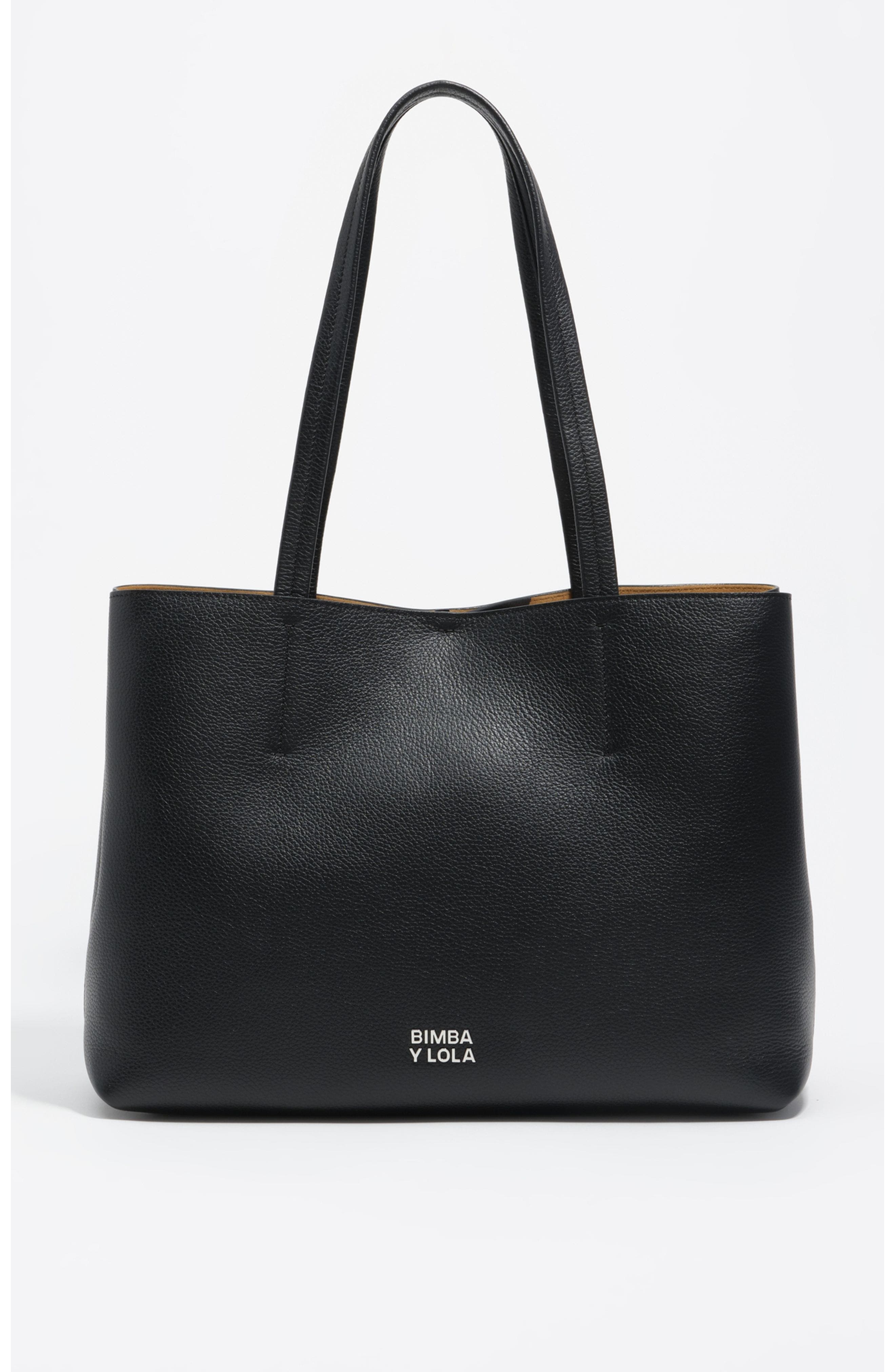 Bimba y Lola Leather Chihuahua Shopper Bag, Main, color, Black