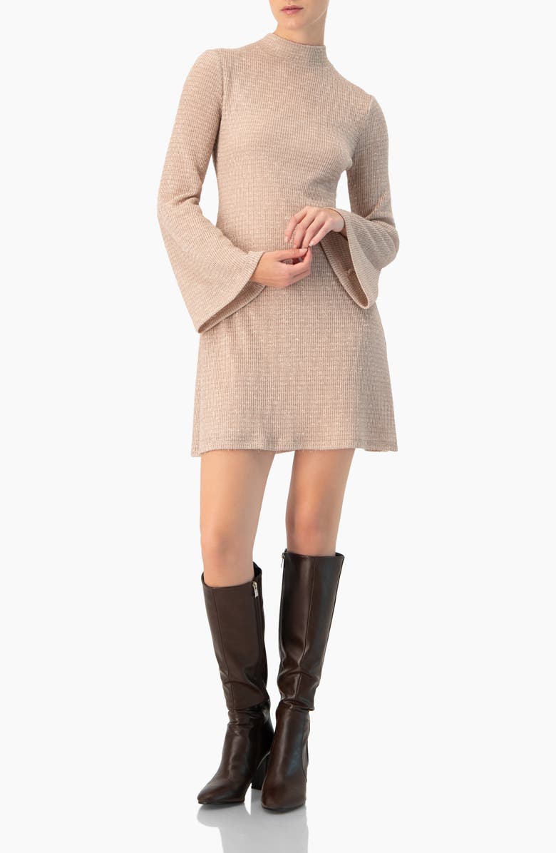IVONNE Short Knitted Long Sleeve Dress, Alternate, color, Dusty Pink