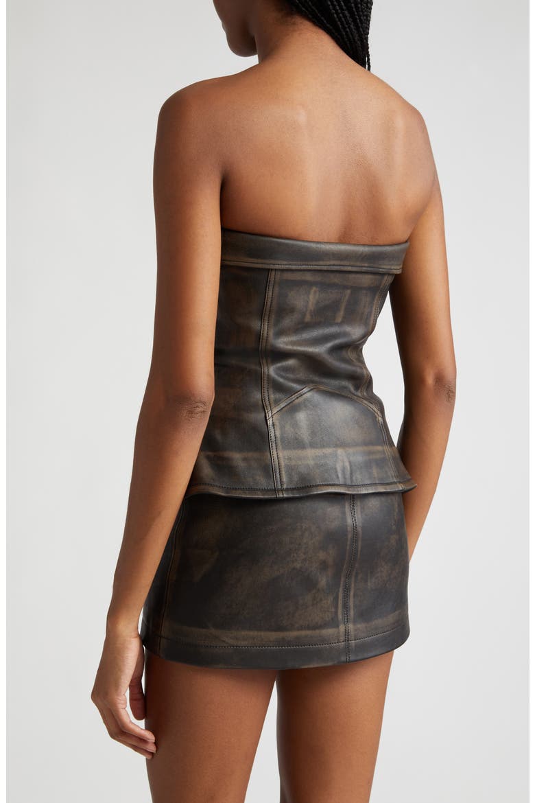 Zip Leather Biker Corset, Alternate, color, BURNISHED BLACK