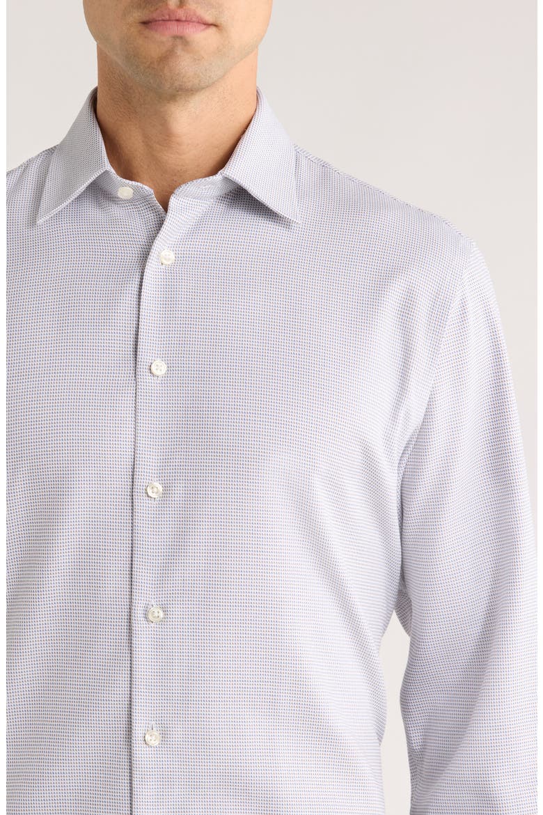 Traditional Fit Microcheck Premium Non-Iron Cotton Dobby Dress Shirt, Alternate, color, BLUE- BROWN LINK GRID