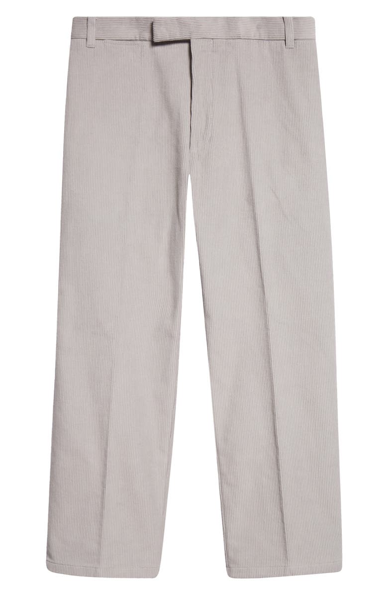 Thom Browne Unconstructed Straight Leg Cotton Corduroy Pants, Alternate, color, Light Grey