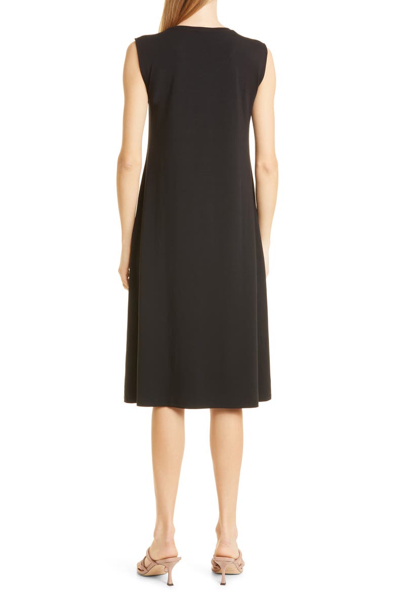 Eileen Fisher V-Neck Stretch Jersey Dress, Alternate, color, Black