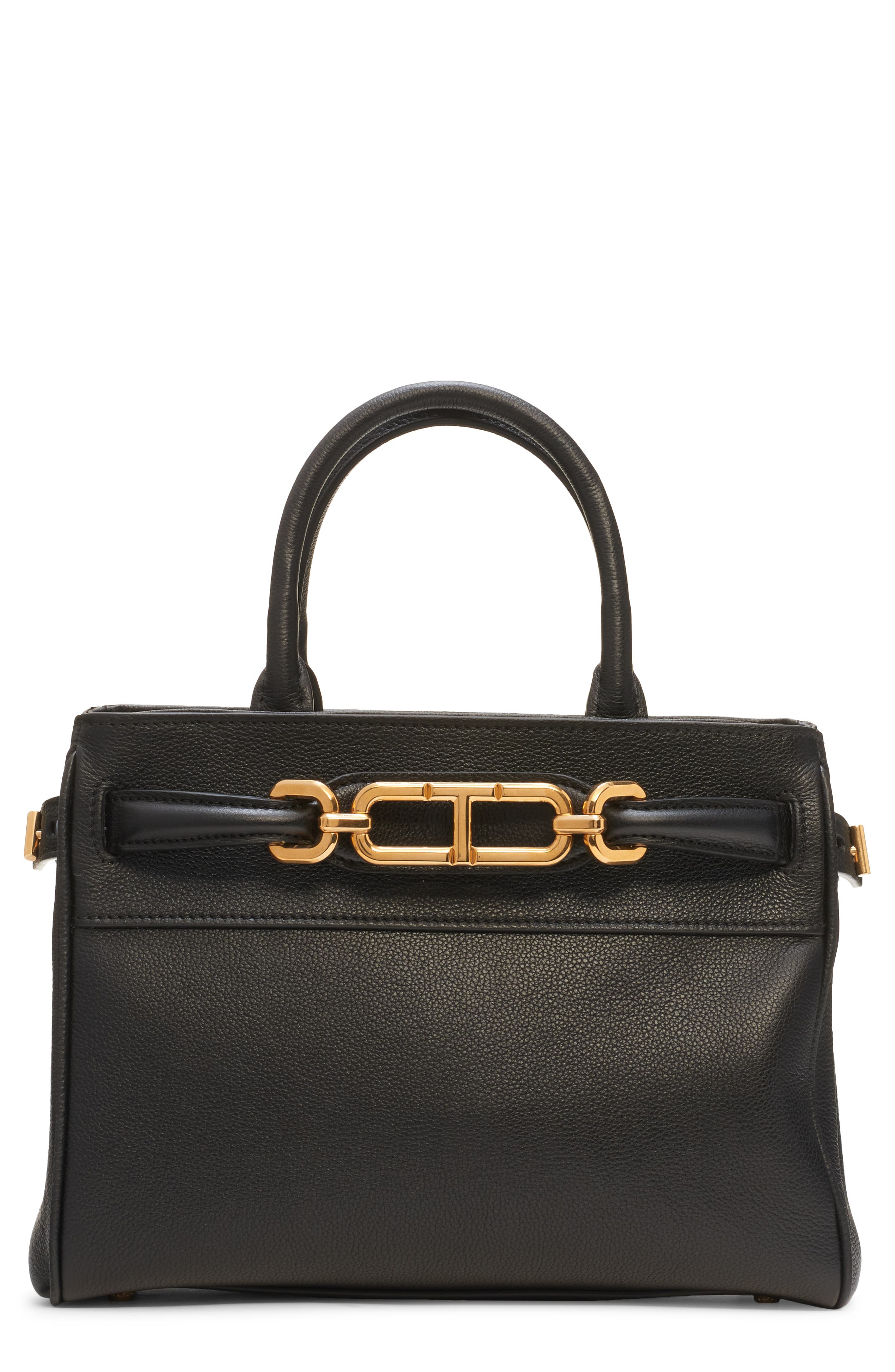 TOM FORD Small Leather Tote, Main, color, 