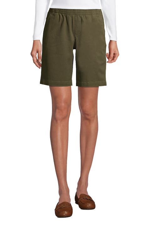 Mid Rise Elastic Waist Pull On 10" Chino Bermuda Shorts
