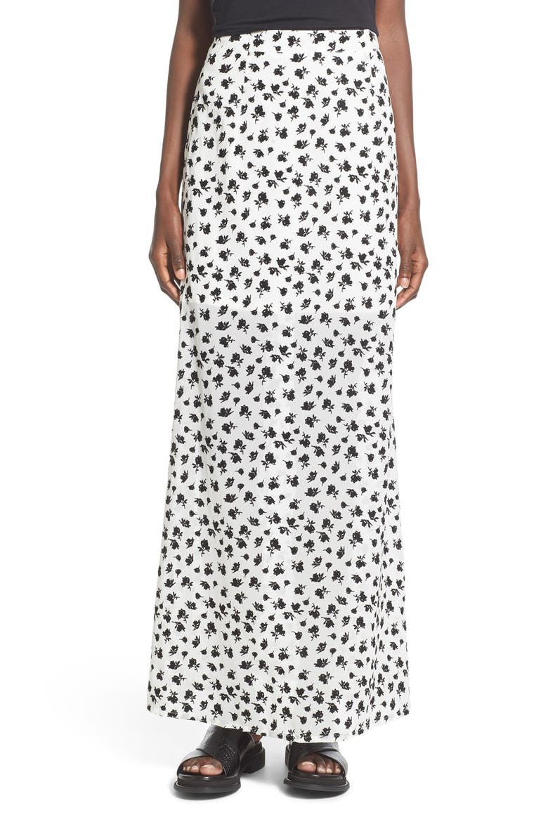 Floral Print Maxi Skirt, Main, color, WHITE DAISY