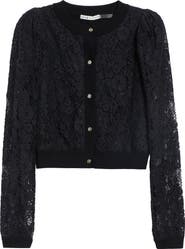 ALICE + OLIVIA Kitty Lace Overlay Cardigan