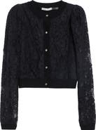 ALICE + OLIVIA Kitty Lace Overlay Cardigan