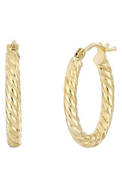 14K Gold Twisted Oval Gold Hoop Earrings (Trunk Show Exclusive)