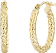 Bony Levy 14K Gold Twisted Oval Gold Hoop Earrings