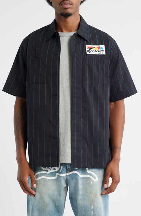 ICECREAM Fruit by the Fruit Stripe Short Sleeve Cotton Graphic Button-Up Shirt