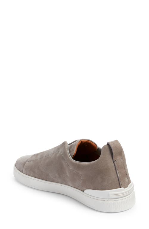 Zegna Triple Stitch Suede Slip-on Sneaker In Gray