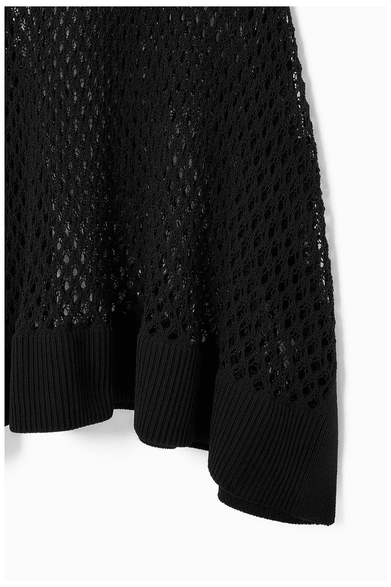 Asymmetric Open Knit Maxi Skirt, Alternate, color, BLACK DARK