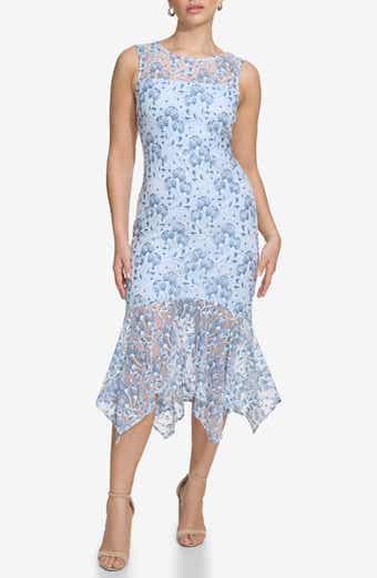 Kensie Floral Lace Handkerchief Hem Dress