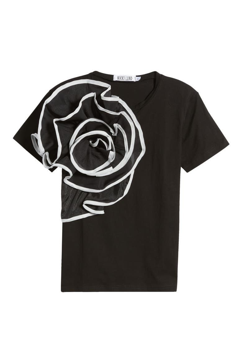 Florence 3D Flower T-Shirt, Alternate, color, BLACK