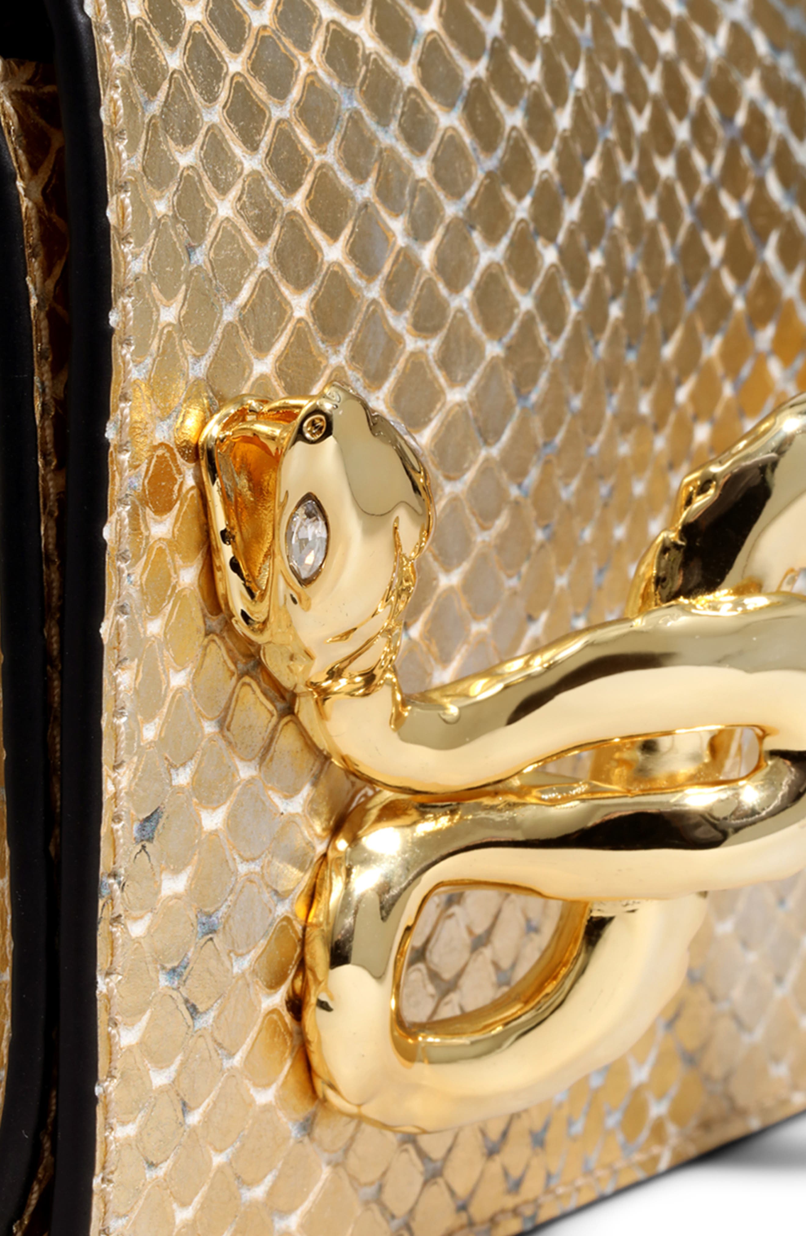 Serpent Side Handle Leather Clutch, Alternate, color, GOLD PYTHON