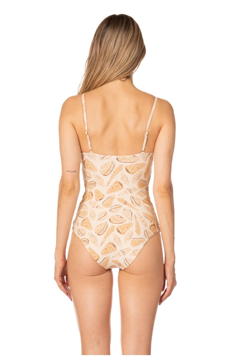 KIBYS Shell Tides Print Serina Sculpt One Piece, Alternate, color, Beige Shells Print